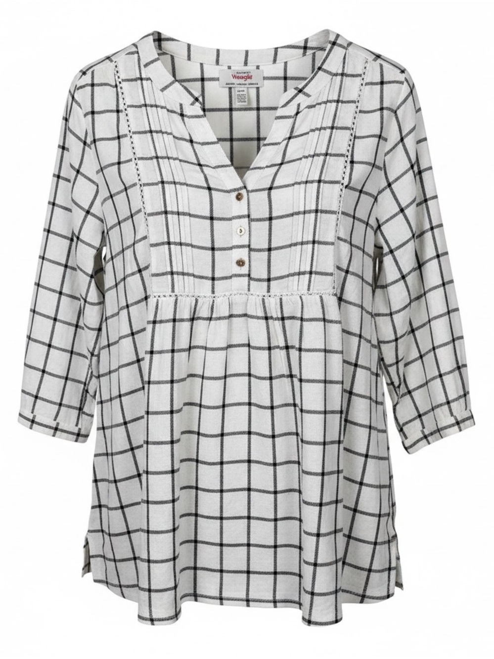 Wrangler White and Black Grid Blouse